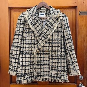 Kate Spade Black Beige Tweed Jacket